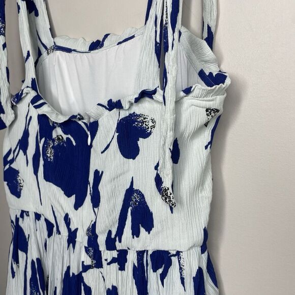 JASON WU Midi Dress Women 6 Blue Floral Tie Strap Blouson Pockets - Picture 9 of 12